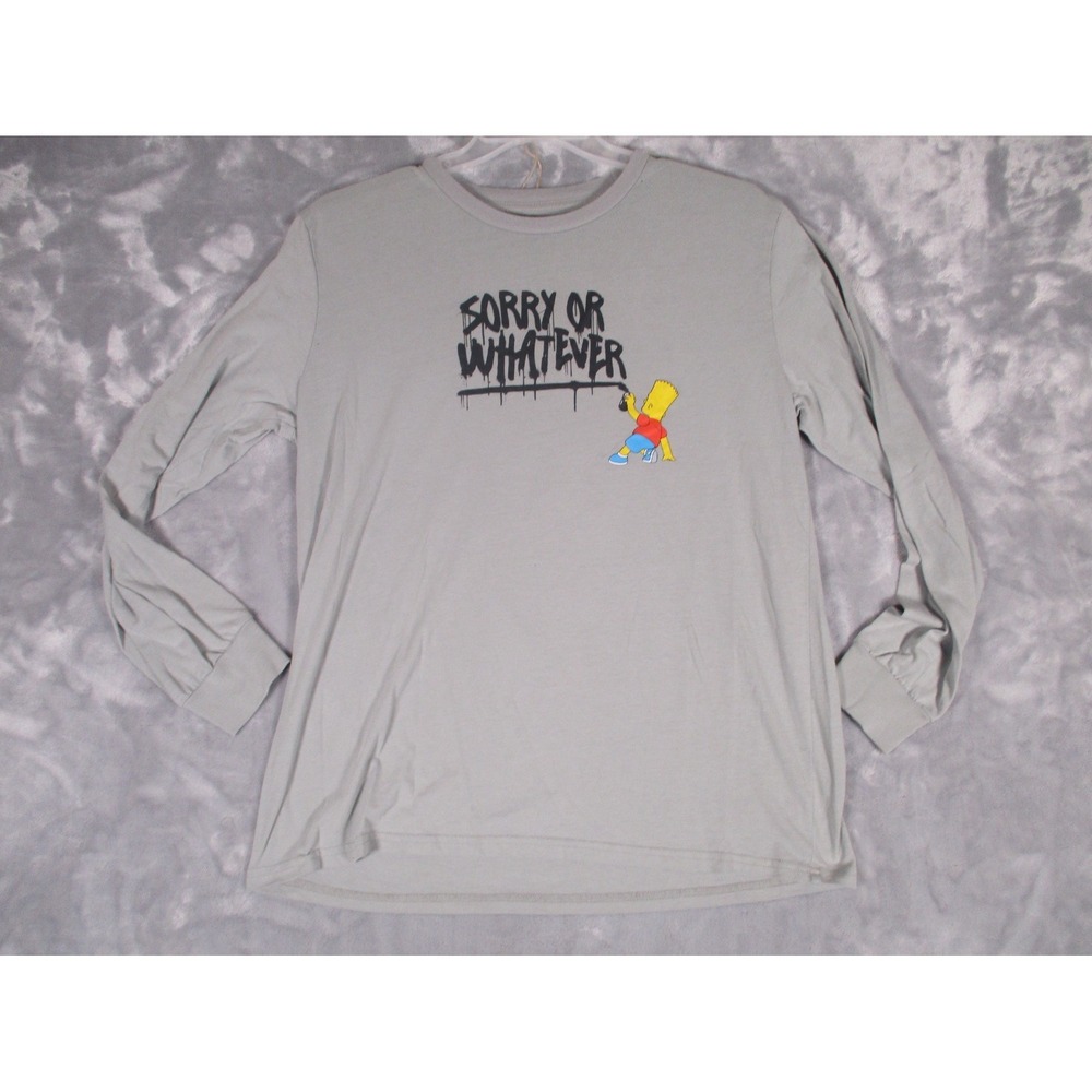 The Simpsons Bart Simpson Long Sleeve Shirt Mens Large Gray Sorry Or Whatever